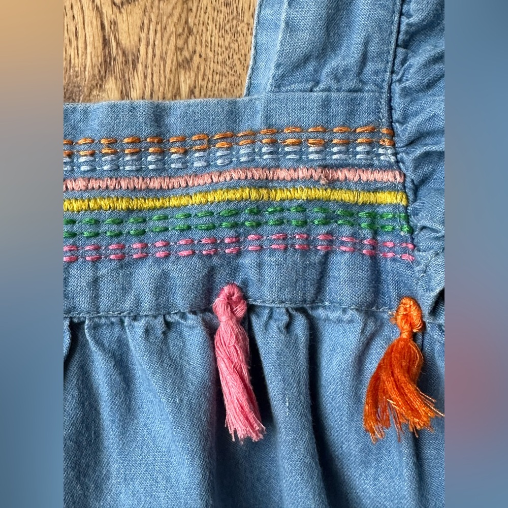 Mud Pie Denim Rainbow Tassel Dress size 5T - Picture 5 of 10